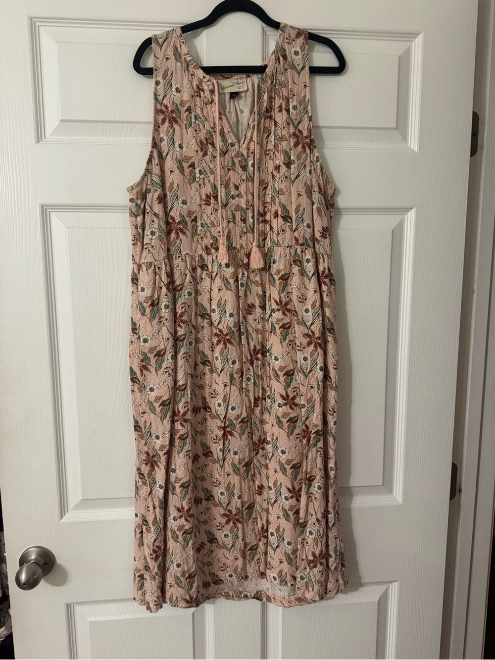 Universal Thread Blush Pink Floral Midi Dress with Tassel Tie